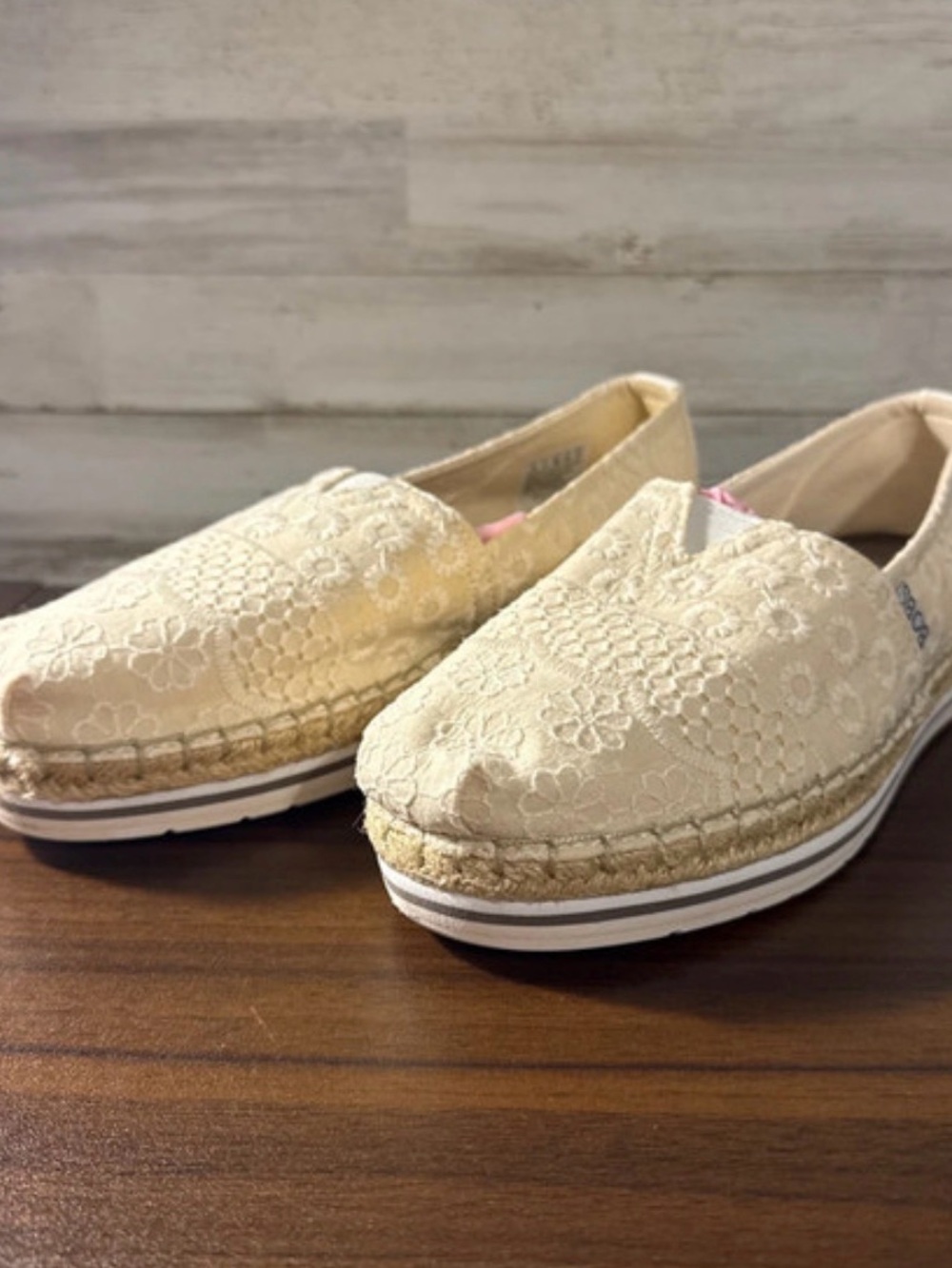 Bob’s Women's Cream Lace Espadrille Slip-Ons